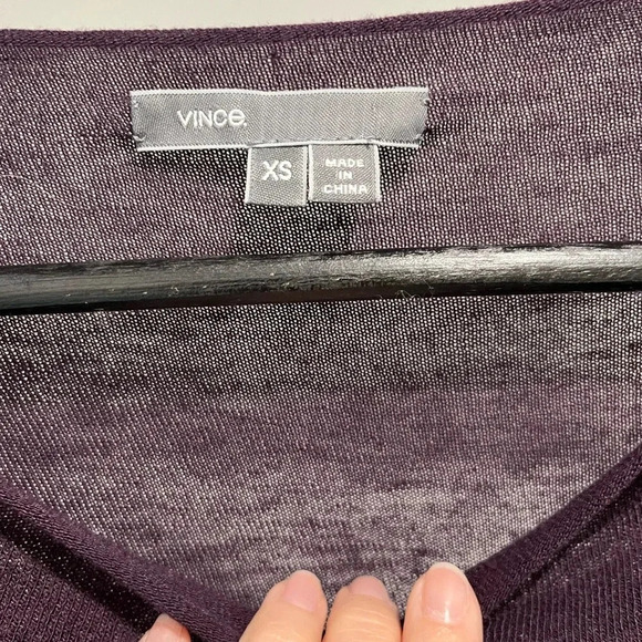 Vince Wool Blend Boatneck Distressed Sweater Dark Purple Size XS fitted - Picture 5 of 6